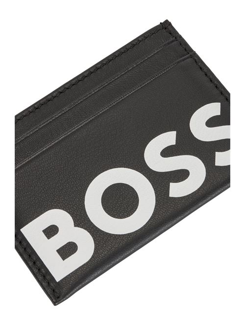 PORTATESSERE IN PELLE MARTELLATA CON LOGO A CONTRASTO HUGO BOSS | 50470815  BIG BC_S.002